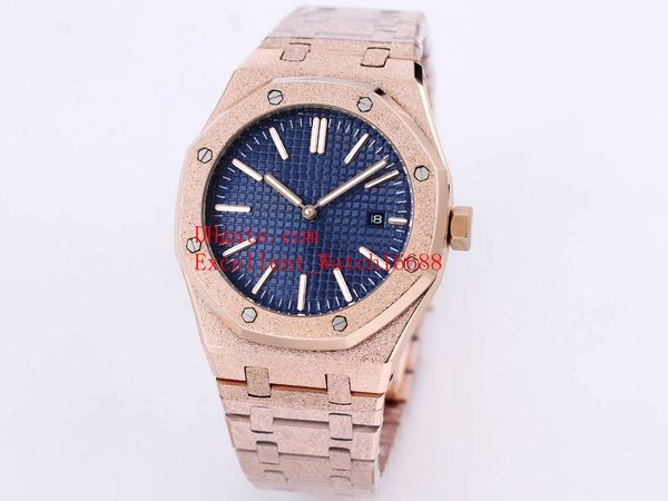 

10 colors k8 factory wristwatches 41 mm 15202 18k rose gold frosted shell asia 2813 movement automatic mens watch watches, Slivery;brown