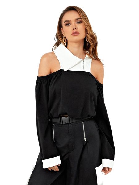 

x karen applegate two tone cold shoulder d93m#, White