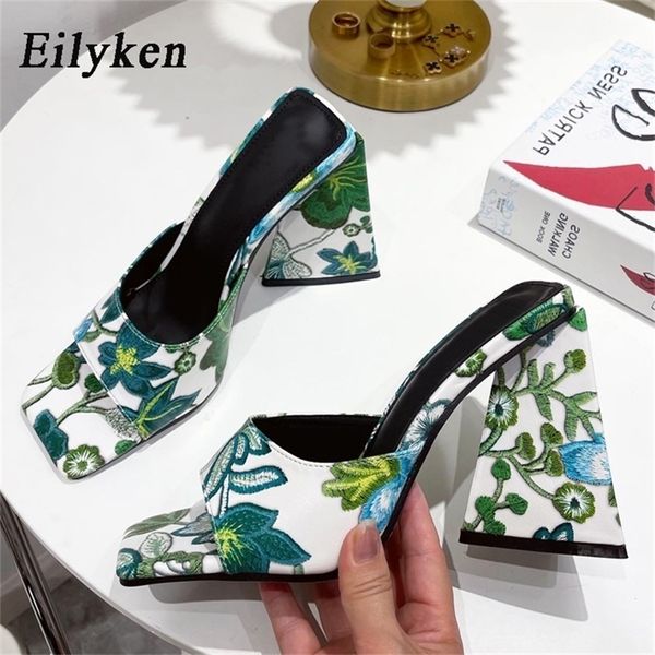 

eilyken strange high heels women mules summer square toe colorful pu leather ladies shoes woman slippers party slides 220429, Black