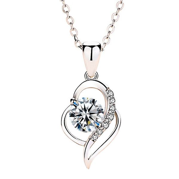 Mode Exquisite Silber Herz Anhänger Ozean Herz Meer Blau Diamant Anhänger Silber Schlüsselbein Kette Mädchen Geburtstag Geschenk Halskette