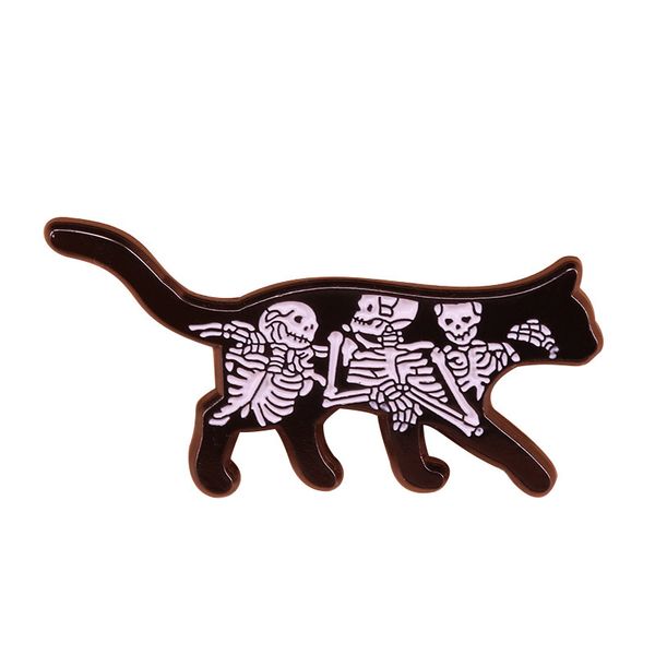 

black cat skull brooch halloween accessories, Blue
