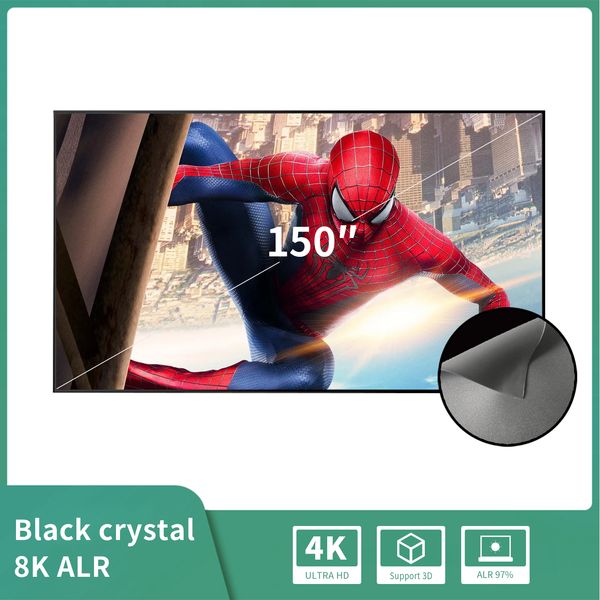 

150 inch ambient light rejecting alr pn projection screen fabric with ultra thin frame mirror brilliant coating technology for telep project