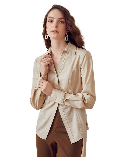 

solid button front blouse a0lk#, White