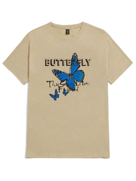 

romwe guys butterfly graphic tee j2a6#, White;black