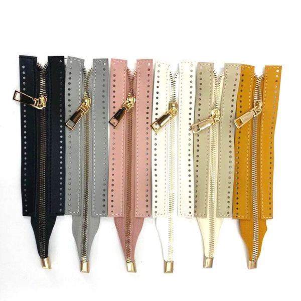 

1pc bag accessories custom diy zipper for woven bag hardware soild zipper sewing accessory useful handbag zipper pu leather, Black