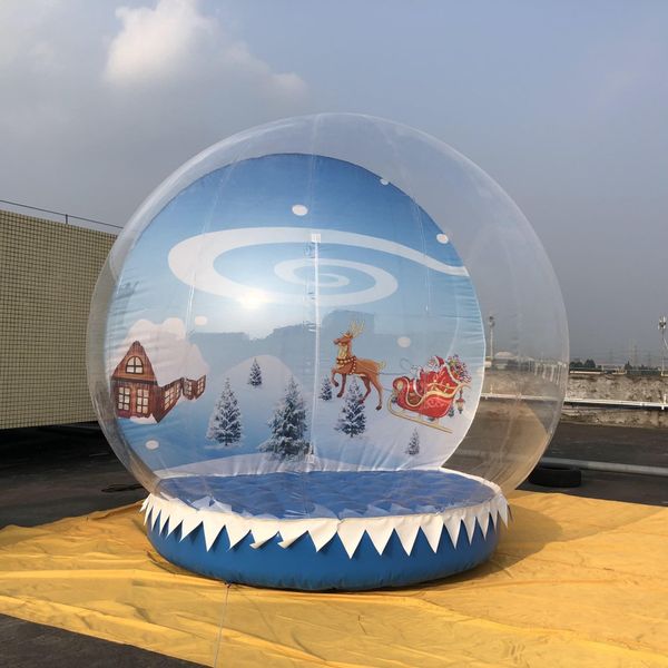 Weihnachten aufblasbarer Türsteher Schneekugel Photo Booth Vermietung maßgeschneiderte Hintergrund Schneekugel Ball für Außenwerbung Riesige klare Blase