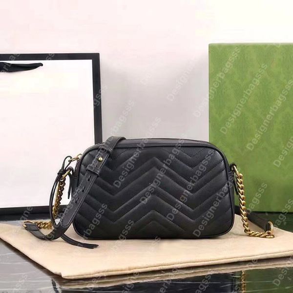 Borsa a tracolla piccola Double G Marmont 443497 Borse per fotocamera firmate per donna Borsa a catena Borsa a tracolla di lusso Satchel lady cross body Patta con borse con chiusura a molla