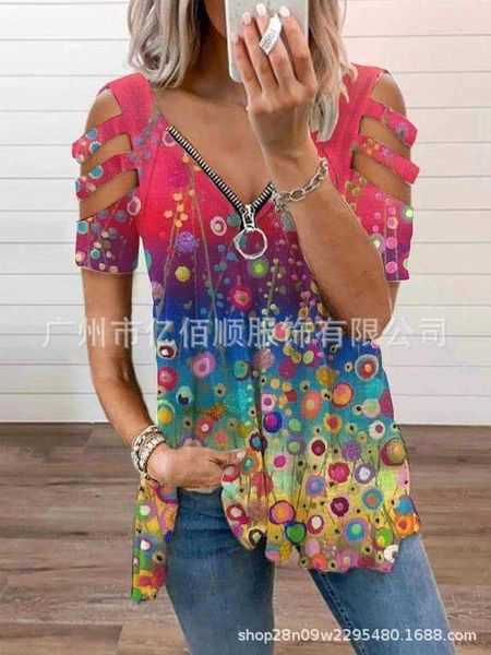 

fashion 2022 summer women's clothing casual short sleeve t-shirt head v-neck loose women's t-shirt, Tan;black
