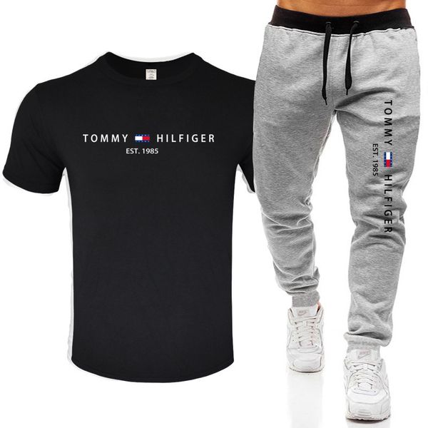 

new summer 2022 men's tracksuits casual short-sleeved t-shirt s to 2xl plus size fashion trendy men's clothing slim handsome match, Gray