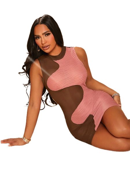 

sxy two tone textured bodycon dress i7li#, Black;gray
