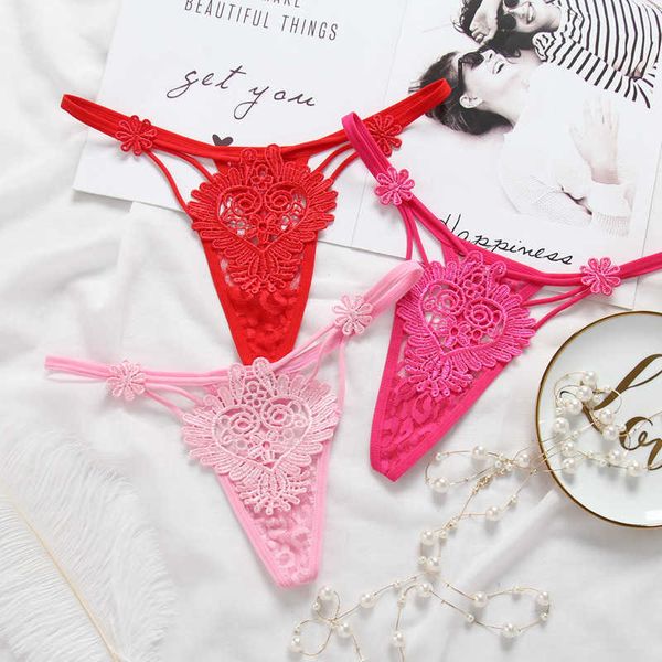 

underwear female hollow out low waist temptation water soluble embroidery transparent thong, Black;white