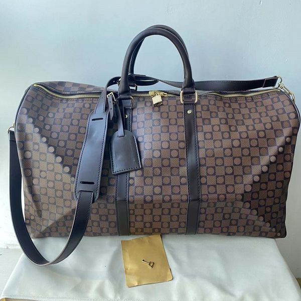 

duffel bags 45cm 55cm large capacity travel sale women men genuine leather shoulder fashion bag carry on luggage bottom rivets with lock hea
