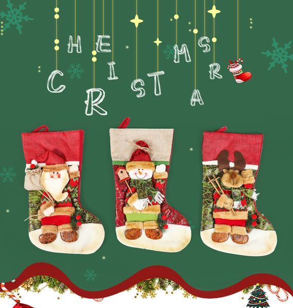 Decorazioni natalizie Calzini natalizi Ornamenti Ciondolo Stivaletti Bambini Capodanno Sacchetto di caramelle Regalo Camino Albero Gioielli