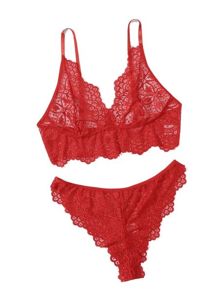

plus eyelash lace lingerie set n1to#, Black;white