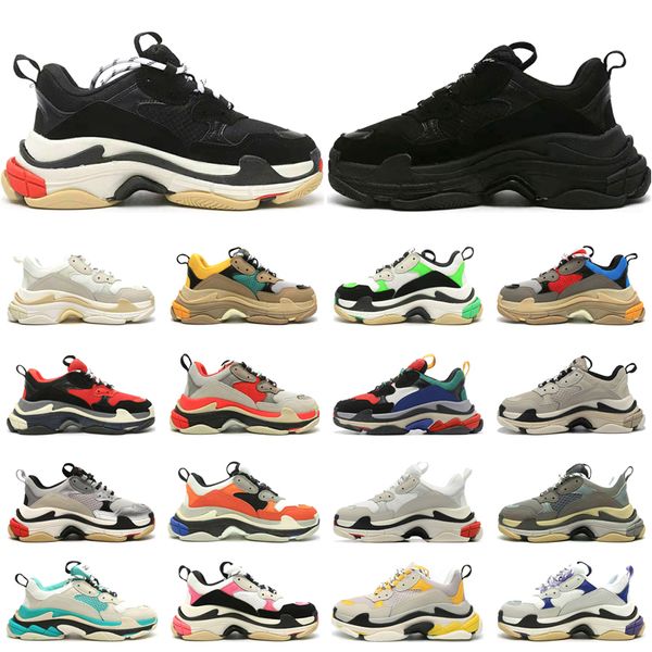 

og triple s men women designer shoes platform sneakers black white beige dark red pink green mens trainers jogging walking