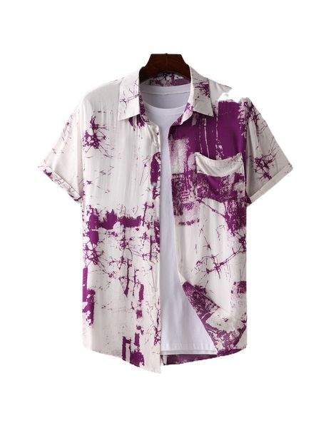 

men random graphic print patched pocket shirt without tee r9gy#, White;black