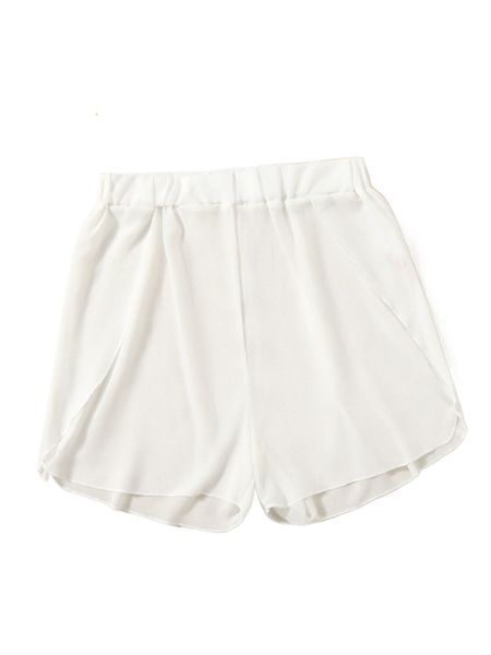

plus plain chiffon cover up shorts d827#, Black