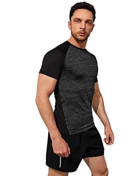 

men space dye raglan sleeve sports tee r8qy#, White;black