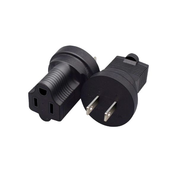 Adaptadores de potência, US 1-15p 2pin macho para NEMA 5-15R EUA 3pin Adaptador de energia de viagem feminino/10pcs