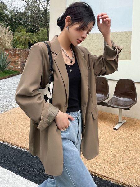 

dazy lapel neck flap detail blazer l1d6#, White