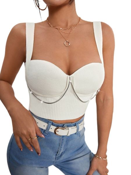 

chain detail knit x1ka#, White;black