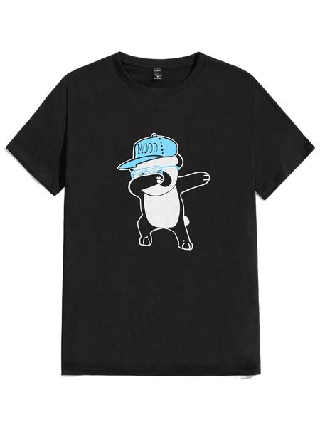 

men cartoon graphic round neck tee w5s7#, White;black