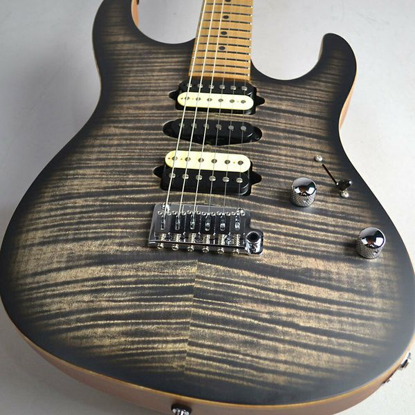 

suhr: modern satin flame satin trans charcoal burst electric guitar