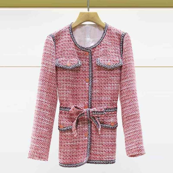 

women's wool & blends fadan m family spring women's wear small fragrance fashion tweed lace up jacket, Black
