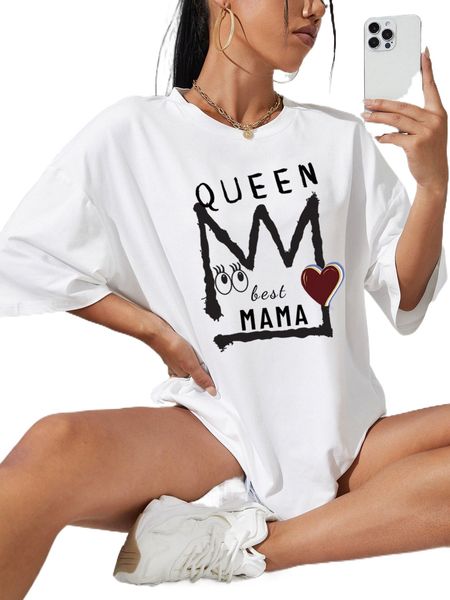 

heart and letter graphic drop shoulder oversized tee k1nc#, White