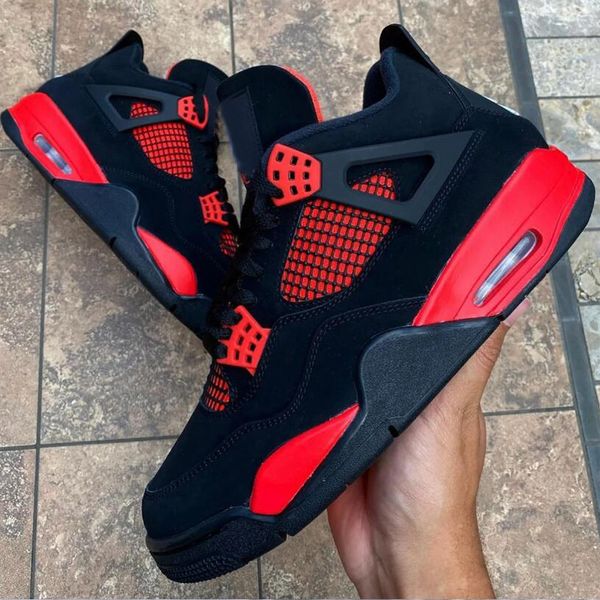 

shoes red thunder mens 4s black white-red womens outdoor sneakers sports ct8527-016 n with us