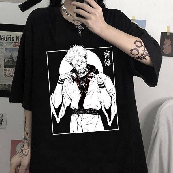Herren T-Shirts Kawaii Jujutsu Kaisen T-Shirt Männer Kurzarm Sukuna Rundhalsausschnitt Weiche Anime Manga T-Shirt Kleidung UnisexHerren