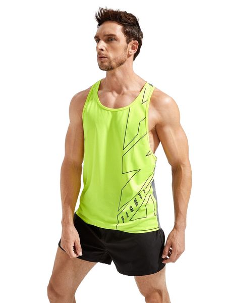 

men letter graphic color block sports tank e14z#, White;black