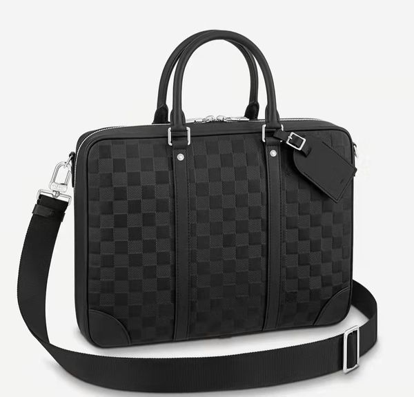 

black laminated leather briefcase with layer 35cm