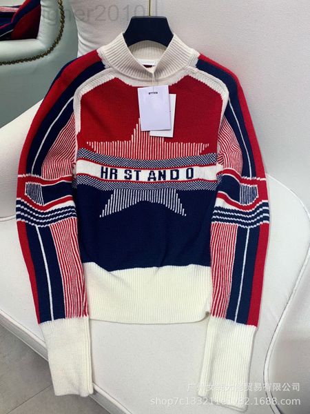 

women's knits & tees designer special 2021 autumn winter ski pullover sweater female letter di jacquard star sweater bh6c, White