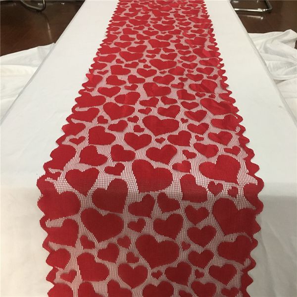 Mehrfarbige Tischdecke mit Herzdruck, Tischläufer, Hochzeit, Abendessen, Bankett, Heimdekoration, rot, Valentinstag, Heimdekoration, Festival