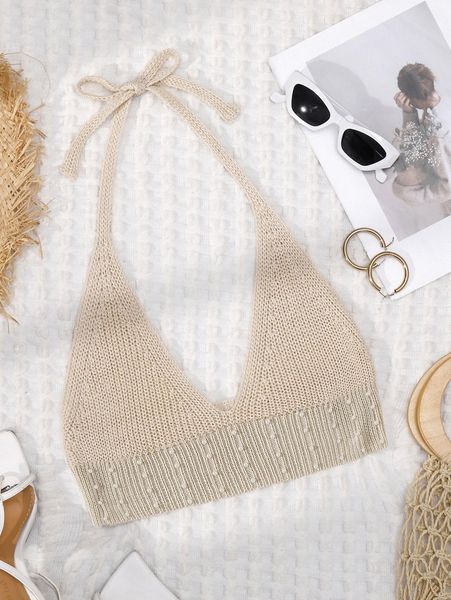 

tie back crop knit 00ox#, White;black