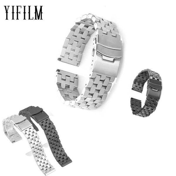 

for samsung galaxy watch 3 45mm 46mm gear s3 2 neo five bead stainless steel watchband solid color high qualirty metal strap, Black;brown