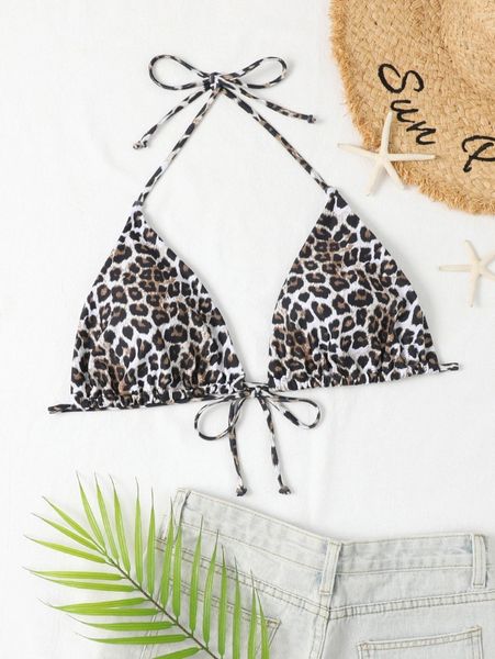 

plus leopard halter bikini n8yw#, Black