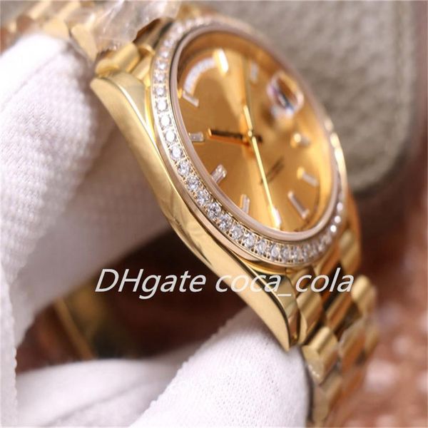 

luxury men's watches president 18kt gold 40mm champagne dial & diamond bezel mechanical automatic movement mens watches, Slivery;brown