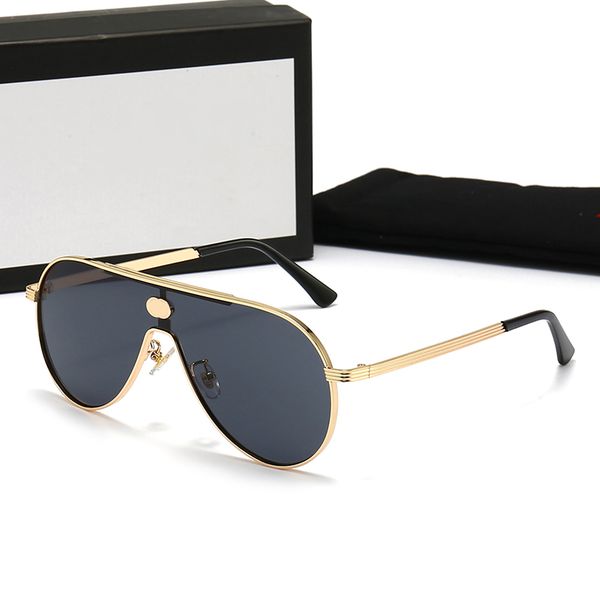 

brand designer sunglasses women men designer good quality fashion metal oversized sun glasses vintage female male uv400 with box, White;black