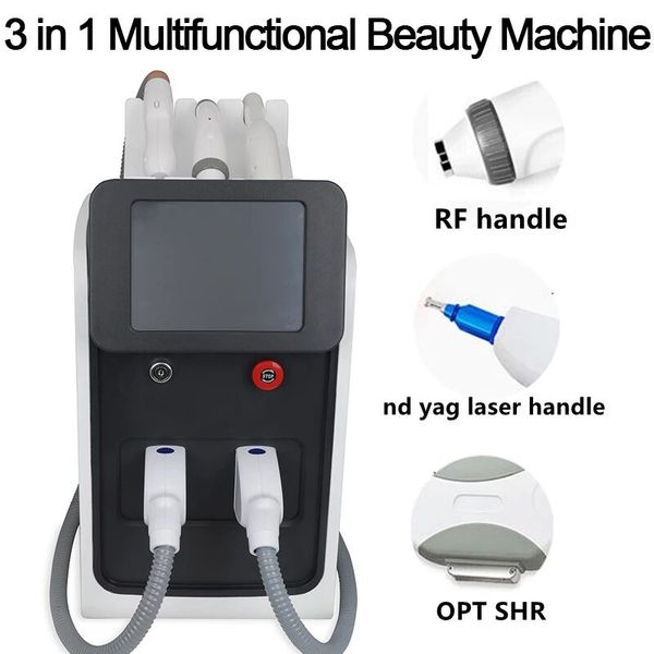 No estoque Epilation Laser Multi-funcional Equipamento de beleza Tatuagem de rejuvenescimento de pele e remoção de cabelo axilas 3 em 1 Máquina portátil IP