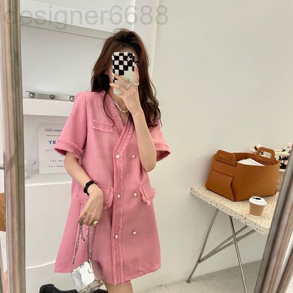 

casual dresses designer sp original korean version of xiaoxiangfeng celebrity temperament dress women's spring and summer double breast, Black;gray
