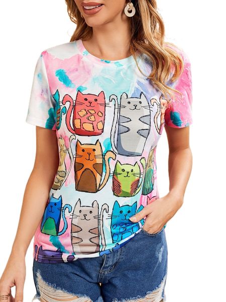 

emery rose brush & cartoon graphic tee i9rw#, White