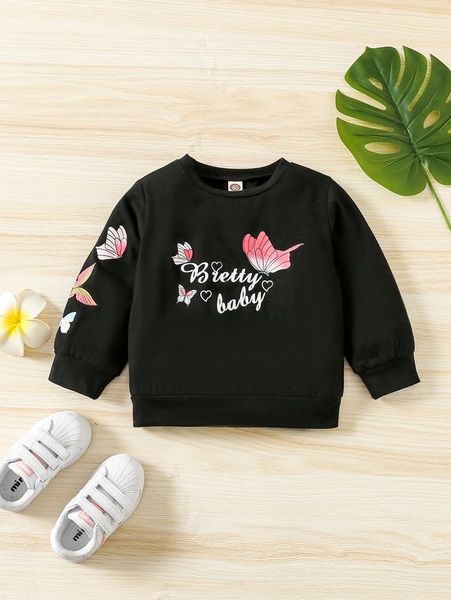 

baby letter and sweatshirt she, Black