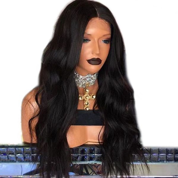 

2022 new wig women's long curly hair fashion big wave chemical fiber high temperature silk full headgear, Black
