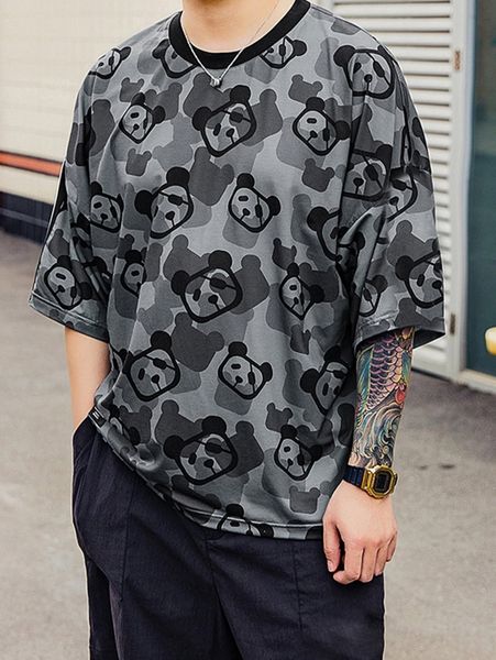 

extended sizes men cartoon graphic drop shoulder tee n0hu#, White;black