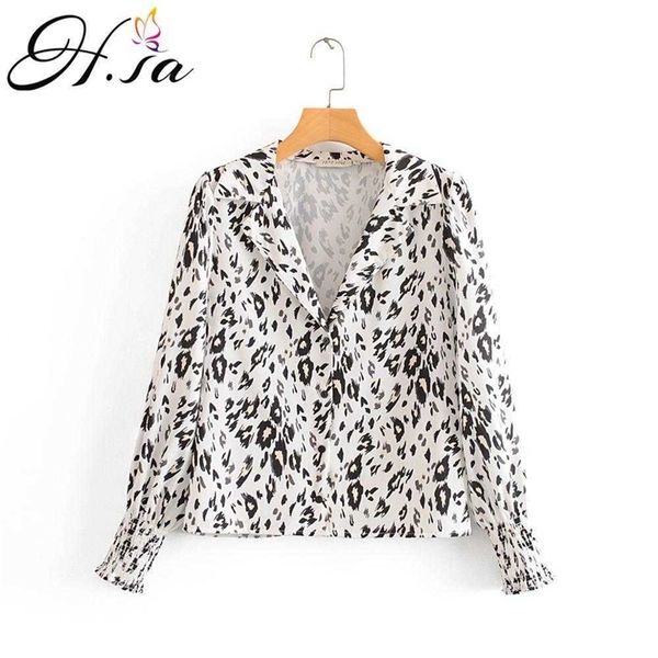

hsa fashion women long sleeve leopard blouse v neck shirt ladies ol party dames streetwear blusas femininas elegante 210716, White