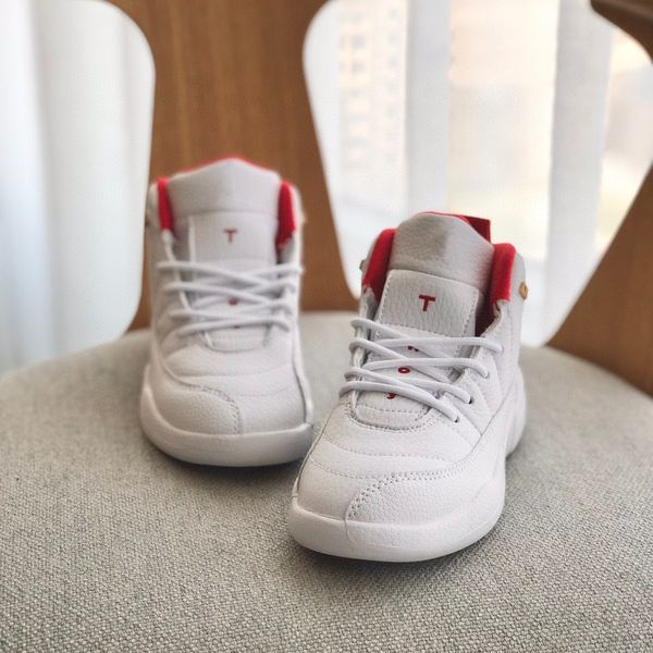 

kids 12 12s white 151186-107 basketball shoes girls boys white sneakers us size 9c-3y eur size 26-35, Black
