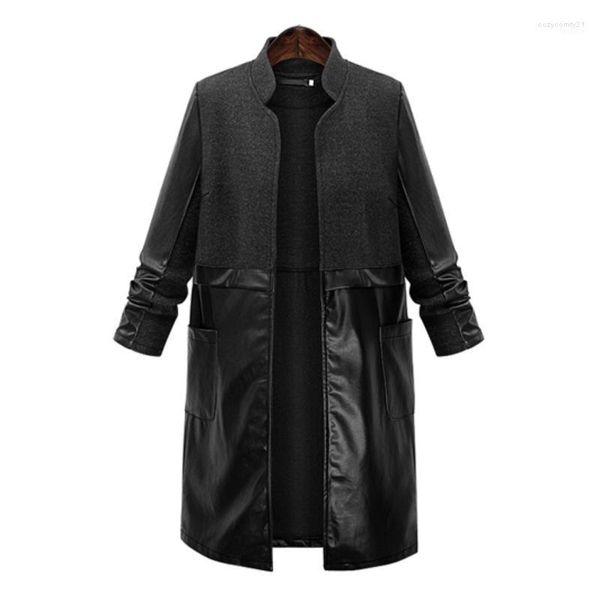 Jackets femininos por atacado- 2022 Autumn Winter PU couro mulheres jaqueta feminina de lã longa casaco feminino grande grande plus size 5xl elegant1
