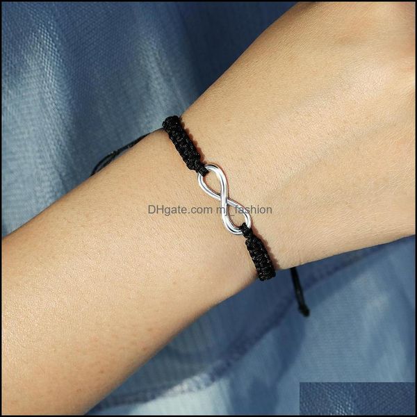 

link chain bracelets jewelry handmade fashion number 8 charms bracelet for women adjust sier plated infinity symbol black dhmf2